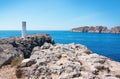 Rocky landscape, Mediterranean ocean and islets of Malgrats Royalty Free Stock Photo