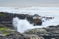 Rocky Pacific Ocean Coast Seascape with splashing waves Royalty Free Stock Photo