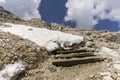 A rocky landscape at the summit of Sass Pordoi. Dolomites. Italy Royalty Free Stock Photo