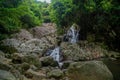 Rocky landscape with waterfall in the tropical jungles at the Koh Samui.Thailand. Na Muang.