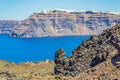 Rocky lunar landscape Nea Kameni volcanic island Santorini Caldera Greece Royalty Free Stock Photo