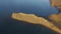 Rocky mountain coast bay aerial view. Shot. Beautiful landscape. Blue clear ocean sea water next to cliff Corfu Greece Royalty Free Stock Photo