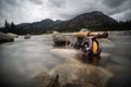 Rocky Mountain Fly Fishing with Dry Flies for Trout Royalty Free Stock Photo