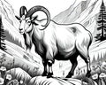 Rocky Mountain goat sheep mountains simple drawing