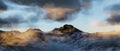 Rocky Mountain Landscape Nature Background. Twilight Sky