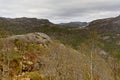 Rocky mountain landscape with trees Rogaland, Norway