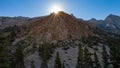 Sun resting tall mountain in eastern sierra nevada\'s