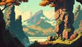 Rocky mountain painting semi art pixel