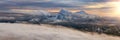 Rocky Mountain Peak and Glacier Lake. Aerial Landscape Nature Background. Royalty Free Stock Photo