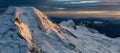 Rocky Mountain Peak and Glacier Lake. Aerial Landscape Nature Background. Royalty Free Stock Photo