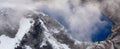 Rocky Mountain Peak and Glacier Lake. Aerial Landscape Nature Background. Royalty Free Stock Photo