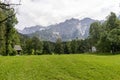 Rocky mountain peaks as seen from Jezersko village