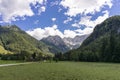 Rocky mountain peaks as seen from Jezersko village