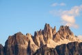 Rocky mountain peaks of Croda da Lago in the Dolomites Royalty Free Stock Photo