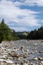 Rocky mountain river surrounded by trees Royalty Free Stock Photo