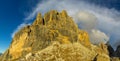 Rocky mountain tower of Dolomites at sunset, Dolomiti di Brenta Royalty Free Stock Photo