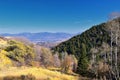 Rocky Mountain Wasatch Front peaks, panorama landscape view from Butterfield canyon Oquirrh range by Rio Tinto Bingham Copper Mine Royalty Free Stock Photo