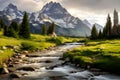 The Rocky Mountains, a beauty of Yellowstone National Park. AI Generated Royalty Free Stock Photo