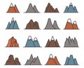 Rocky mountains icon set Royalty Free Stock Photo