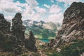 Rocky Mountains and lake aerial view Landscape Summer Travel Royalty Free Stock Photo