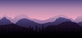 Rocky mountains landscape background in a dusk