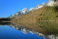 Rocky Mountains mirrored in String Lake, Grand Teton National Park, Wyoming Royalty Free Stock Photo