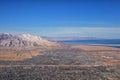 Rocky Mountains, Oquirrh range aerial views, Wasatch Front Rock from airplane. South Jordan, West Valley, Magna and Herriman, by t Royalty Free Stock Photo