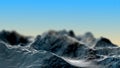 Rocky mountains peaks on sunrise 3D rendering. Royalty Free Stock Photo