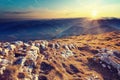 Rocky mountains with stones on ground in Alps