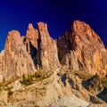 Rocky Mountains at sunset.Dolomite Alps, Italy Royalty Free Stock Photo