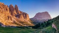 Rocky Mountains at sunset.Dolomite Alps, Italy Royalty Free Stock Photo