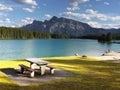 Rocky Mountains, Two Jack Lake, Canada Royalty Free Stock Photo