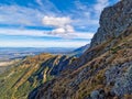 The rocky mountainsides are covered in moss