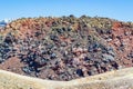 Rocky lunar landscape Nea Kameni volcanic island Santorini Caldera Greece Royalty Free Stock Photo