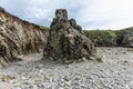 Rocky ocean coast in Brittany, France at low tide Royalty Free Stock Photo