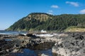 Rocky ocean shoreline during low tide at the Scenic Cape Perpetua Royalty Free Stock Photo