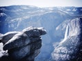 Rocky outcrop with waterfall