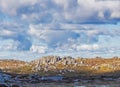 Rocky outcrops on bright sunny day near Mount Kosciuszko summit Royalty Free Stock Photo