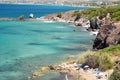 The rocky part of the Baths of Aphrodite beach. Akamas peninsula. Paphos district. Cyprus