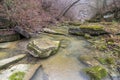 Rocky part of the river Brestova in winter