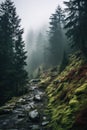 a rocky path through a forest