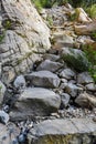 Rocky pathway difficult stairs to climb.