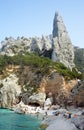 Rocky peak of cala goloritze in sardinia, italy