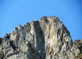 Rocky peak Mutteristock 2295 m in the in the Schwyz Prealps mountain range, and over the WÃÂ¤gitalersee reservoir lake