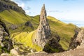 Rocky pinnacle of the Old Man of Storr cliffs in the Isle of Skye in Scotland