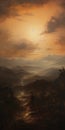 Majestic Sunset Landscape Painting By Michael Komarck And Goro Fujita Royalty Free Stock Photo