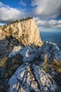 Rocky plateau close to Ai-Petri peack of Crimean mountains Royalty Free Stock Photo