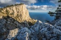 Rocky plateau close to Ai-Petri peack of Crimean mountains Royalty Free Stock Photo