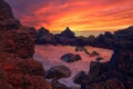 Rocky Pool by the Ocean in Azores at Sunset