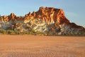 Rocky range against parched grounds